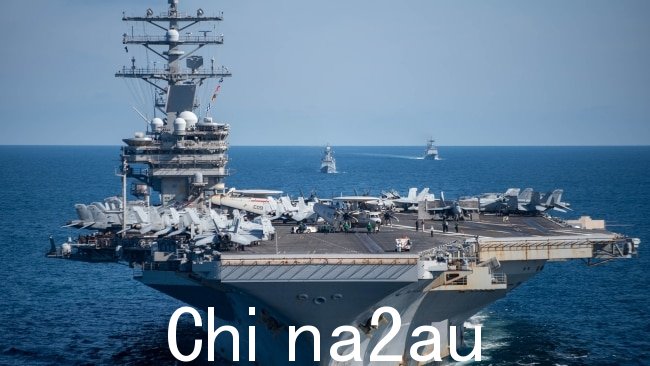 CSIS 兵棋模拟预测美国将损失 17 艘军舰，包括两艘航空母舰以保卫台湾。图片：韩国国防部通过 Getty Images