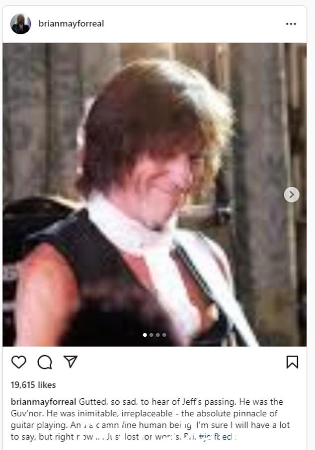 女王偶像:传奇吉他手 Brian May 在 Instagram 致敬中称 Beck 为“不可替代的”
