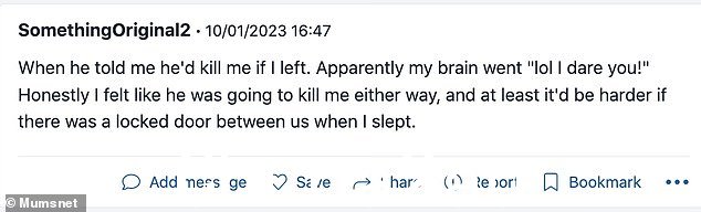 另一个女人说她仍然和她的丈夫在一起,但有一段时间她想因为他的伤害行为而离开他