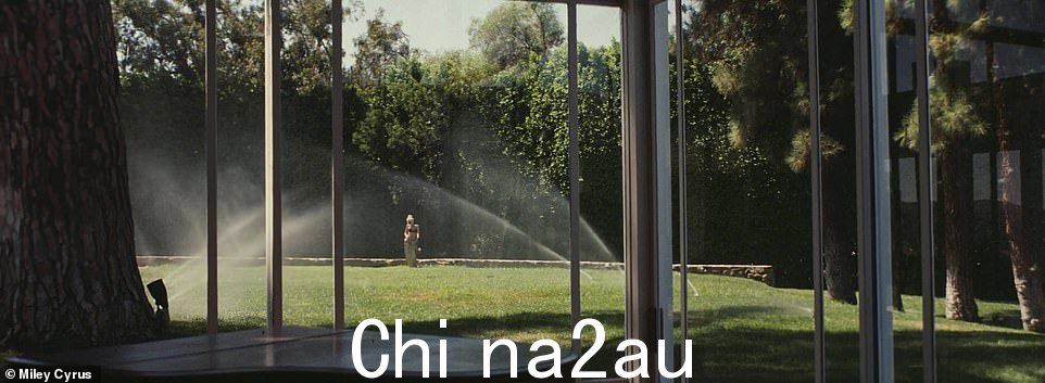 她穿着轻薄的黑色内衣在草坪上跳舞,喷头洒在她身上