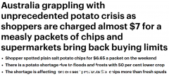 澳洲土豆供不应求，超市薯片涨价到近$7/包！网友惊呆：这好像是真材实料（组图）