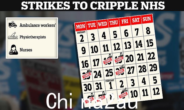 皇家护理学院将举行它在 1 月 18 日和 19 日以及 2 月 6 日和 7 日举行了薪酬罢工。它在 1 月 23 日加入了 Unison 的五辆救护车服务。英国特许物理治疗协会也将在 1 月 26 日和 2 月 9 日举行罢工行动