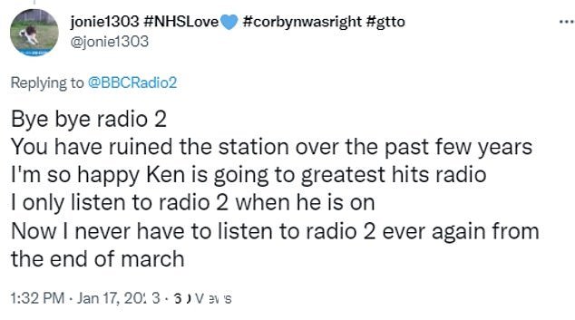 听众发誓当 Ken 离开后永远不会回到 Radio 2