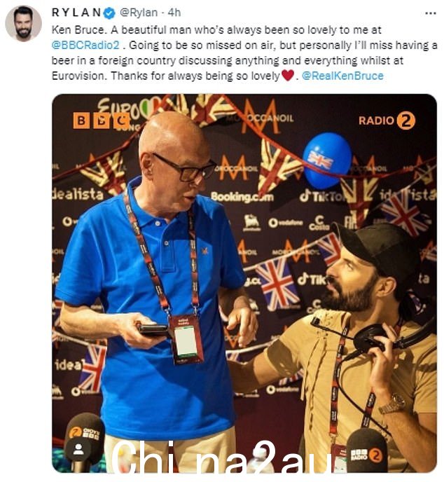 今天 Clark 在 Twitter 帖子中称赞了 Bruce,称他为“一个美丽的男人,在 BBC Radio 2 中一直对我如此可爱”