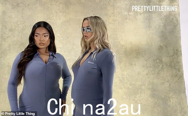 美丽:她在拍摄时摆出了最佳角度,穿着喇叭裤和深 V 领口的连体衣,展示了她丰富的资产