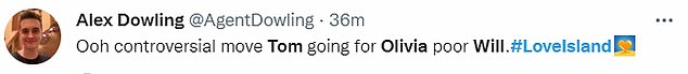 '看看 Will 的脸'@ 然而,当观众冲到 Twitter 上表示他们为 Will 感到难过时,观众并没有留下多少印象,因为 Olivia 并没有“试图隐藏她”当她的名字被叫到时微笑'