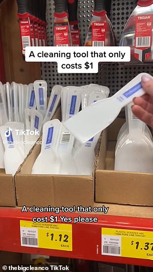 她说她离不开的清洁用品是 Bunnings 的廉价塑料刮刀(如图)