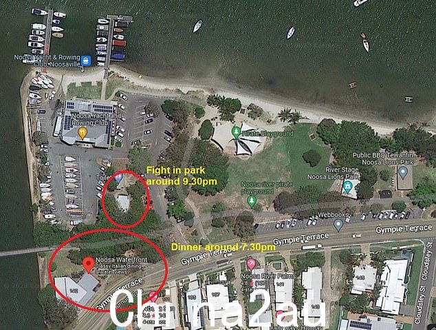 情侣在经典意大利餐厅Noosa Waterfront餐厅共进晚餐的地点,随后在狮子公园附近的烧烤区爆发的战斗