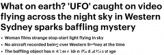 飞碟？悉尼上空出现神秘光点！视频在网上疯传，目击者：看起来不像飞机（视频/照片）