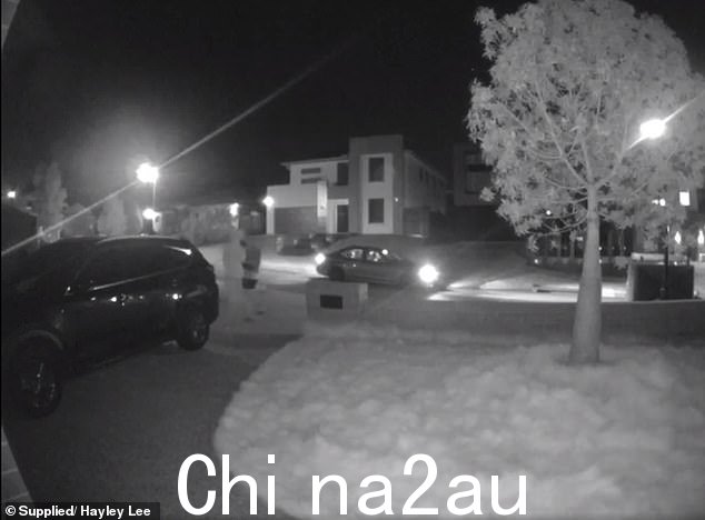一位愤怒的昆士兰父亲通过在非凡的安全镜头中吼叫吓跑了一群偷车贼(如图)