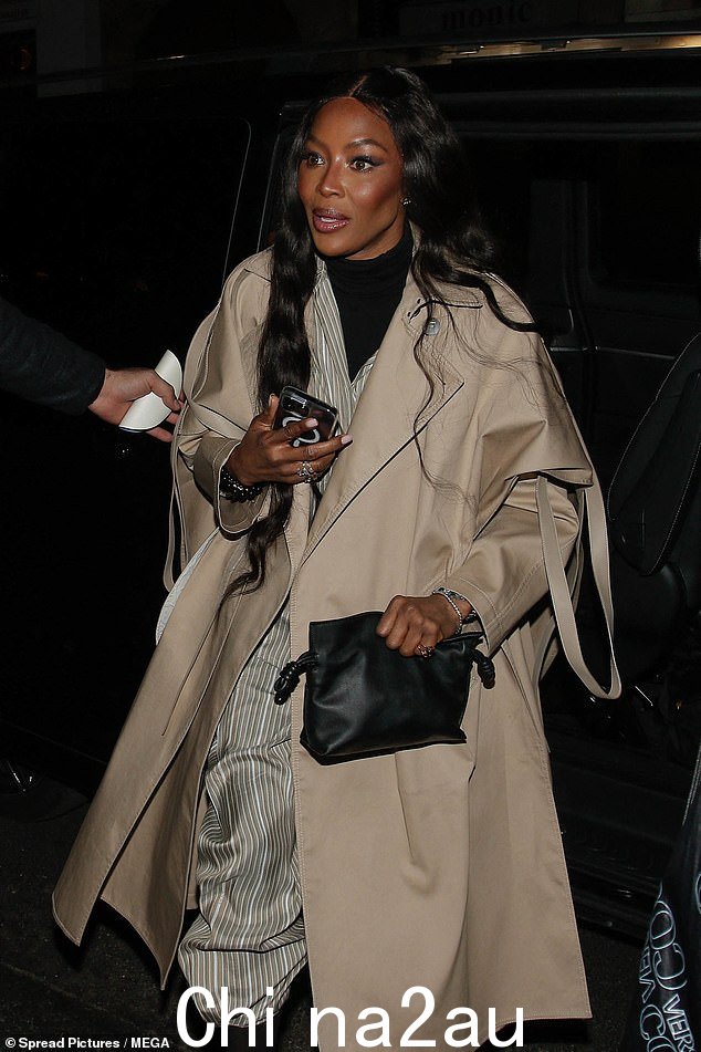 模特素材:Naomi Campbell 在周六晚上穿着一双价值 1,500 英镑的玫瑰跟靴子来表达对品牌的支持,展现了她最时尚的一面