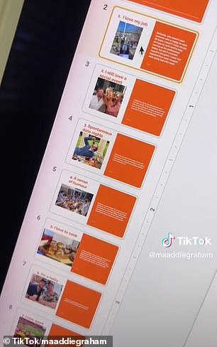 标题为'为什么你应该和这个可爱的人约会'的 PowerPoint 包含照片和关于他自己的简短描述