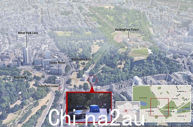 劳斯莱斯在伦敦市中心海德公园角的撞车地点