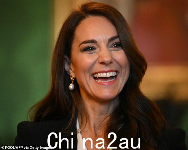 公主为了这个场合将她的头发吹成有弹性的吹风机,将它别在一只耳朵后面,露出一对珍珠吊坠耳环