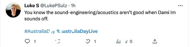 '也许减少所有的tal娱乐之王让我们可以享受真正的娱乐吗? #AustraliaDayLive,'一个人发推文