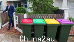 墨尔本家庭会用4个垃圾桶，但不是每个人都会有紫色（如图）