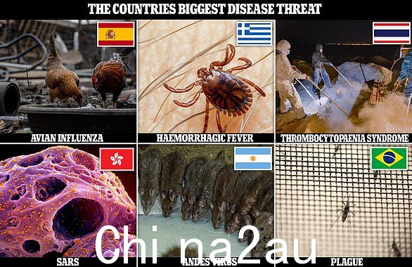 英国卫生安全局 (UKHSA) 公布的数据显示，每个国家的高后果传染病有 15 种不同的疾病。克里米亚-刚果出血热是阿根廷最大的疾病威胁，是报告最广泛的疾病威胁，占 60 个不同国家的 HCID 疾病
