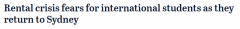 悉尼部分出租物业已爆满！中国留学生感叹房租太贵买不起 专家呼吁大学帮忙找房（图）