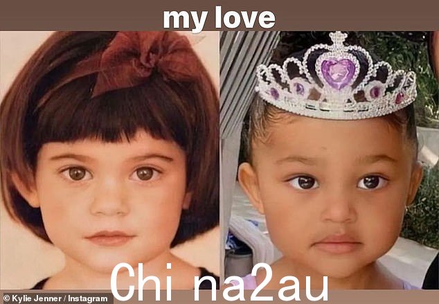 Kylie 的甜言蜜语:'给了你生命的礼物,生命给了我你的礼物,'亿万富翁 Kylie Cosmetics 创始人写道。左边是 Kylie,右边是 Stormi