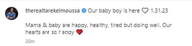 新生儿:Heather Rae Young 迎来了她的第一个孩子t child - 男婴 - 与丈夫 Tarek El Moussa