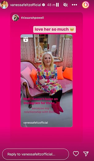 Love: 她还转发了 Carelle Rose 的留言,留言说:'Vanessa 太棒了!!这种心态和态度真是太鼓舞人心了。尽管痛苦,她仍心存感激。这是唯一的方法'