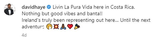 'Pura Vida':与此同时,自 2020 年以来一直与 Sian 在一起的 David 和海滩上的两个朋友一起写了一个类似的标题,'在哥斯达黎加的 Livin La Pura Vida '