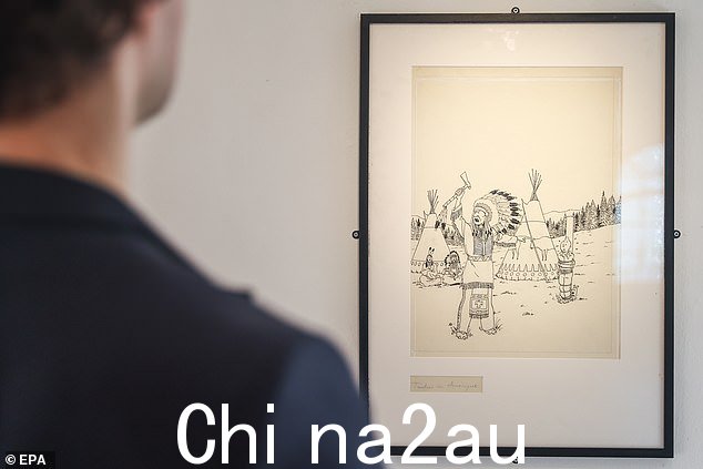 它是用印度墨水、石墨、蓝色铅笔和修正水粉绘制的 - 并附有 Herge 委员会的官方证书