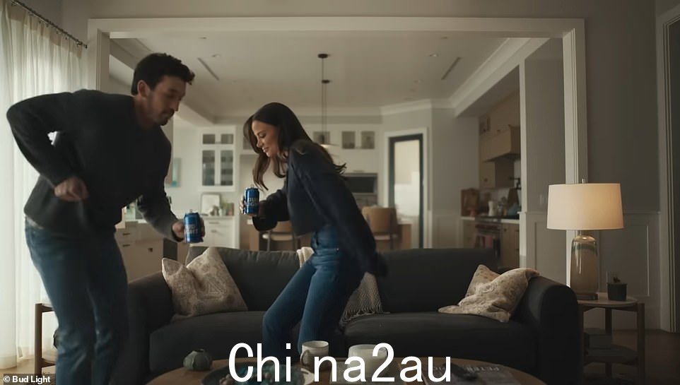 Young love: The 35-year-old actor and his 30-year-old wife of three years moved and grooved in the living room together after cracking open a beer