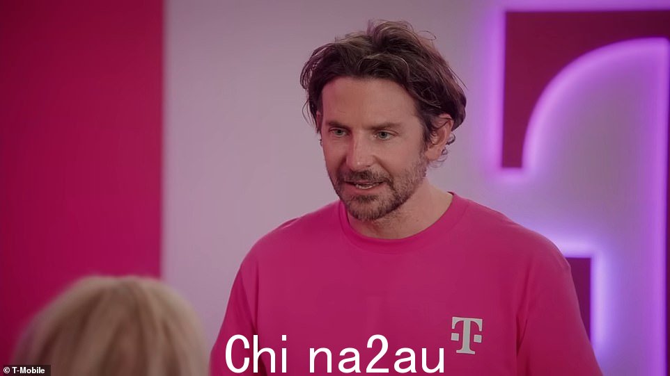 T-Mobile: While pretending to be an employee he walks up to his mom, Gloria Campano, 64, who is supposed to be portraying a customer. 'Hi, how can I help you?' asks the Nightmare Alley star, sticking to the script