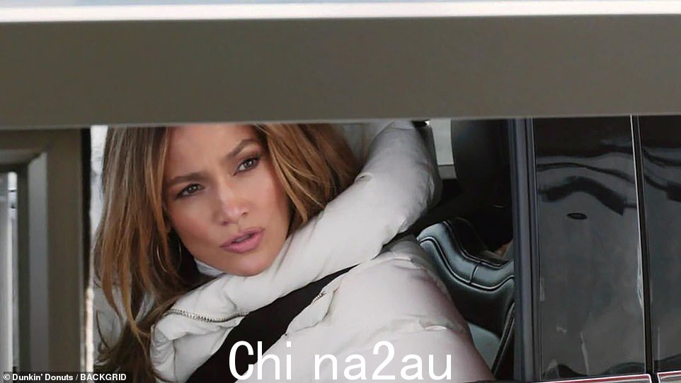 Funny: Jennifer Lopez was pictured scolding her husband Ben Affleck yet again - this time for a hilarious Dunkin' Donuts Super Bowl ad