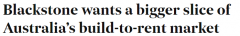 黑石看好澳洲租房市场 拟加大投资澳洲“只租不卖”项目（图）