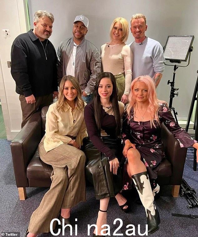 Reunited: The group's original seven members have reformed for the first time since 2015 and told how they're kids are excited to see them take to the stage together (L-R, Paul Cattermole, Bradley McIntosh, Jo O'Meara, Jon Lee, Rachel, Tina Barrett, Hannah Spearritt)