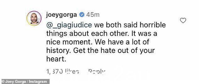 反驳:Joe 为 Gia 与 Giudice 的温暖拥抱辩护,称这是一个'美好的时刻'