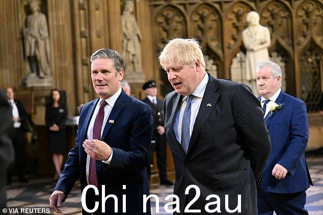 Keir Starmer (left), who has faced three different PMs since being elected to his role in 2020, said his frosty relationship with Boris Johnson (centre) was 'obvious'