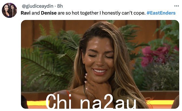 该剧的粉丝们似乎在为 Denise 和 Ravi 加油,其中一篇写道:'Ravi 和 Denise 在一起太热了,老实说我无法应付'