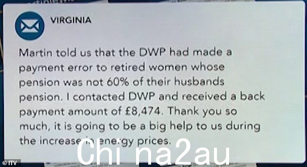 有人在节目中写信解释这个建议如何使他们能够要求支付超过 8,000 英镑的欠款