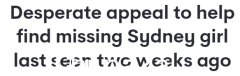 找某人！悉尼14岁女孩失踪2周，经常搬家到Ashfield。警方正在寻找知情人（图）