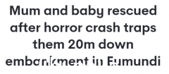 澳洲女子驾车坠下20米悬崖！车内有18个月女婴，陌生男子勇敢救下（图）