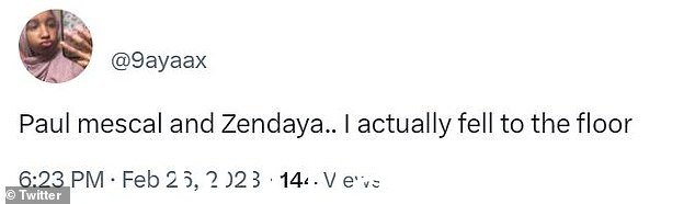 倒在地上:'Paul Mescal 和 Zendaya.. 我真的倒在地上'
