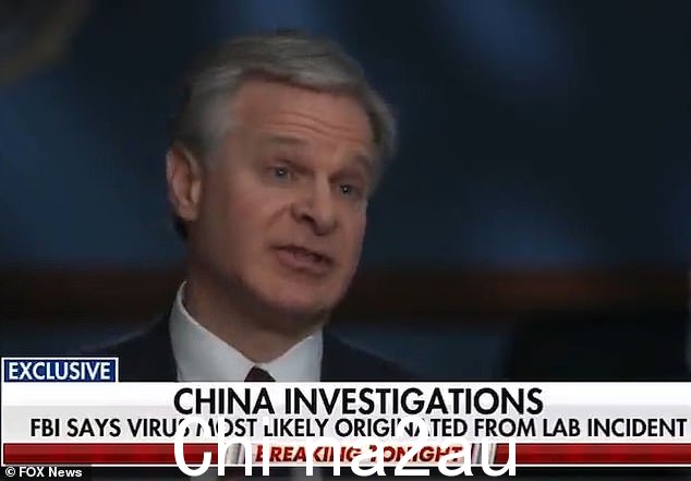 FBI 局长 Christopher Wray 首次评论 FBI 断定 COVID 起源于中国武汉的一个实验室