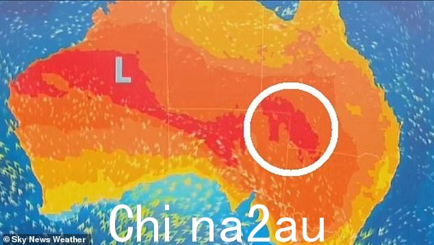 预报下周初到达的热空气气泡正慢慢穿过全国到达新南威尔士州海岸(如图,天空新闻天气图)