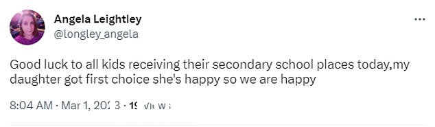一些家长对他们孩子的中学位置做出了反应,有些人为他们获得了第一选择而感到高兴。