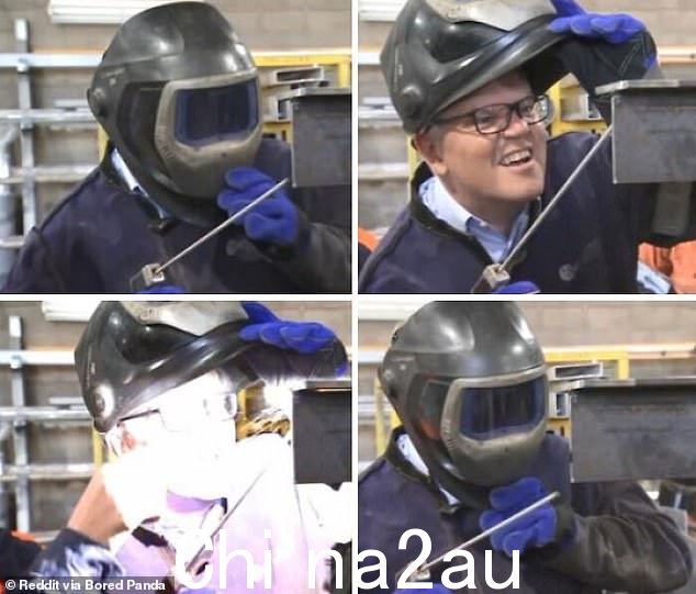 焊接完成!澳大利亚前总理斯科特莫里森错过了他在学校的 DT 课程,因为第一条规则是不要摘下面具
