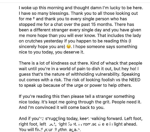 Lucky:周四回家之前,一位母亲在 Instagram 上解释了她的幸福感,分享道:'我今天早上醒来,该死的我很幸运能来到这里'