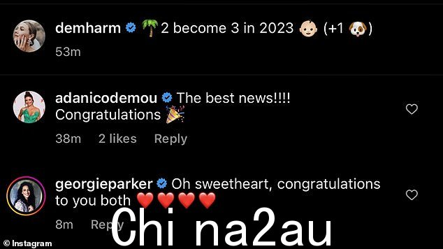 在她的帖子下,Demi 收到了前 Home 和 A 的一些祝福演员包括 Ada Nicodemou 和 Georgie Parker