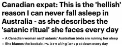 这位女士移民到澳大利亚后说她每天晚上都睡不着觉。这种奇怪的生物，就像是某种邪恶的仪式！ （合影）