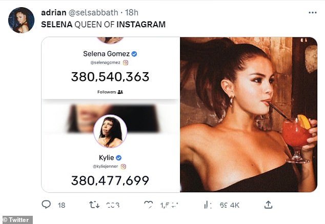 这位歌手的许多粉丝都为这个消息感到高兴,称赛琳娜为‘Instagram 女王’