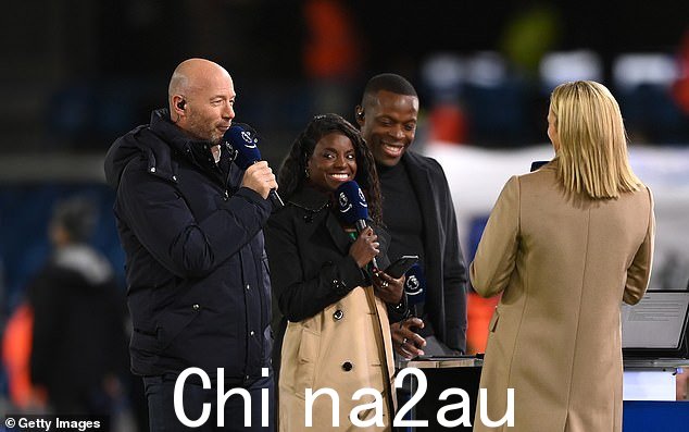 Alan Shearer、Eniola Aluko 和 Gabby Logan 为 Ama 工作2022 年 12 月 28 日英超联赛前的 zon Prime