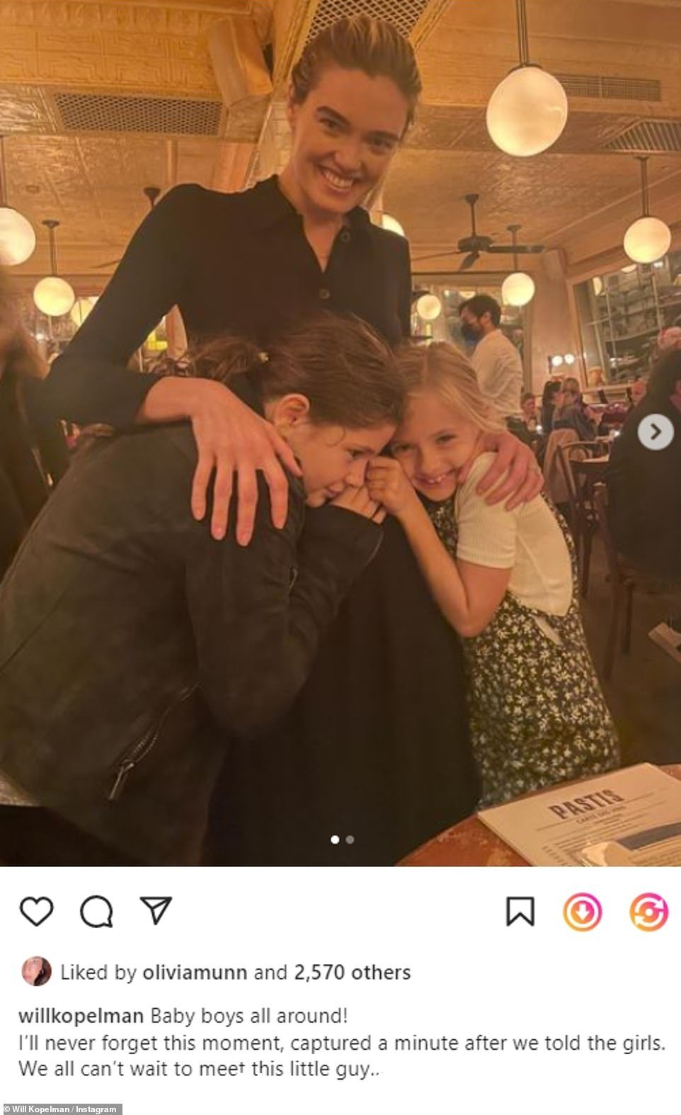 好消息:他们是两个孩子的父亲,上个月在 Instagram 上透露 Michler 怀了一个男婴