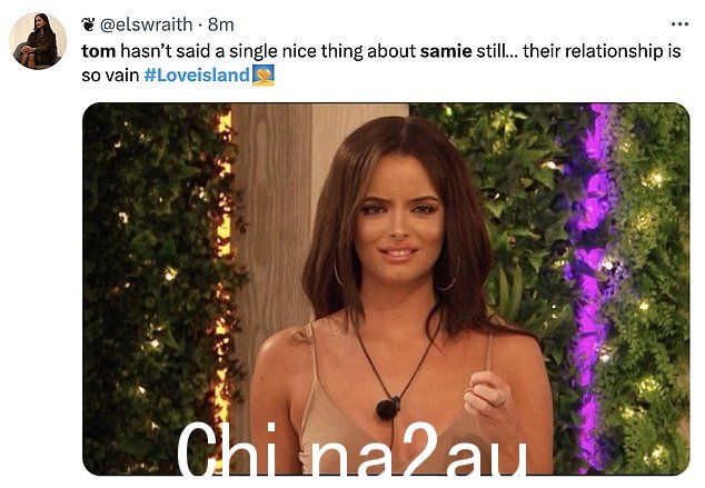 尴尬:Love Island 的粉丝们在 Twitter 上表达了对 Tom 是否只喜欢 Samie 的外表的担忧